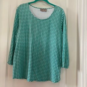 Chico’s T-Shirt Top, Green & White
